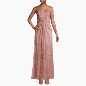 Aidon Mattox Strapless Twisted Metallic Gown